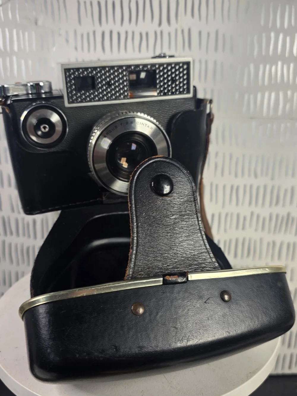 Argus Autronic 35mm Film Camera, f/3.5 Cintar Compur Lens, Original Leather Case